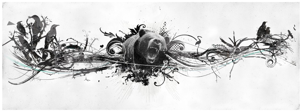 Bear Growl、2014年（キャンバスにコラージュ） 作： Teis Albers