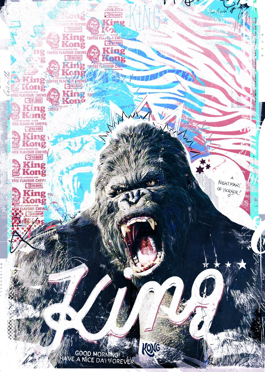 キング、2017年（キャンバスにコラージュ） 作： Teis Albers