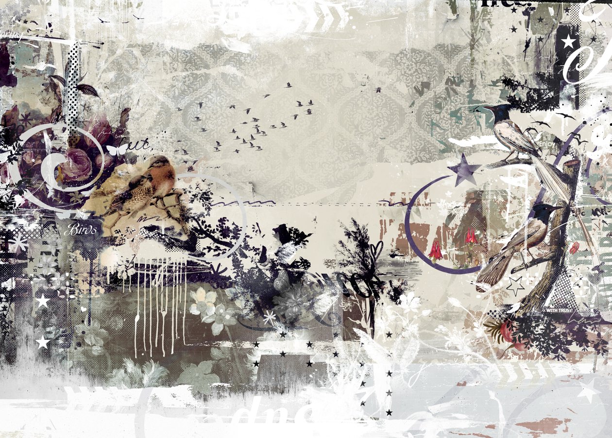 さえずる鳥、2015年（キャンバスにミクストメディア） 作： Teis Albers