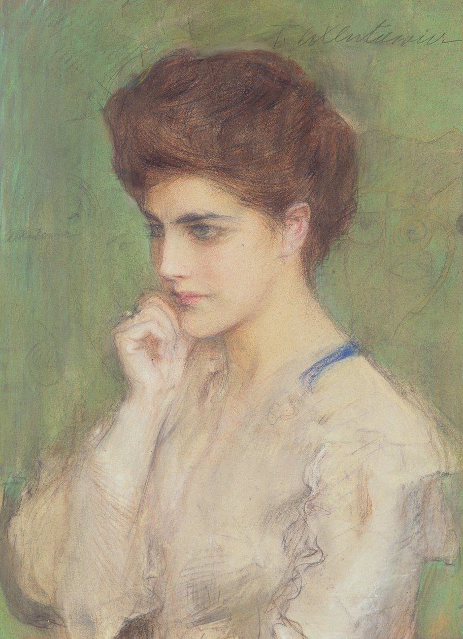 思想深き女、1910年頃（紙にパステル） 作： テオドール・アケントウィッツ