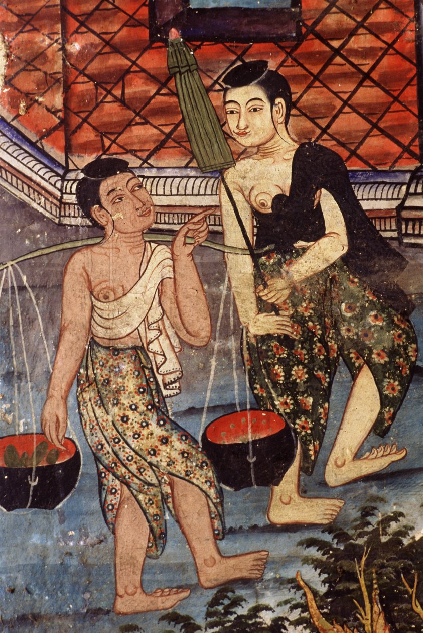 タイの女性（壁画） 作： タイの学校