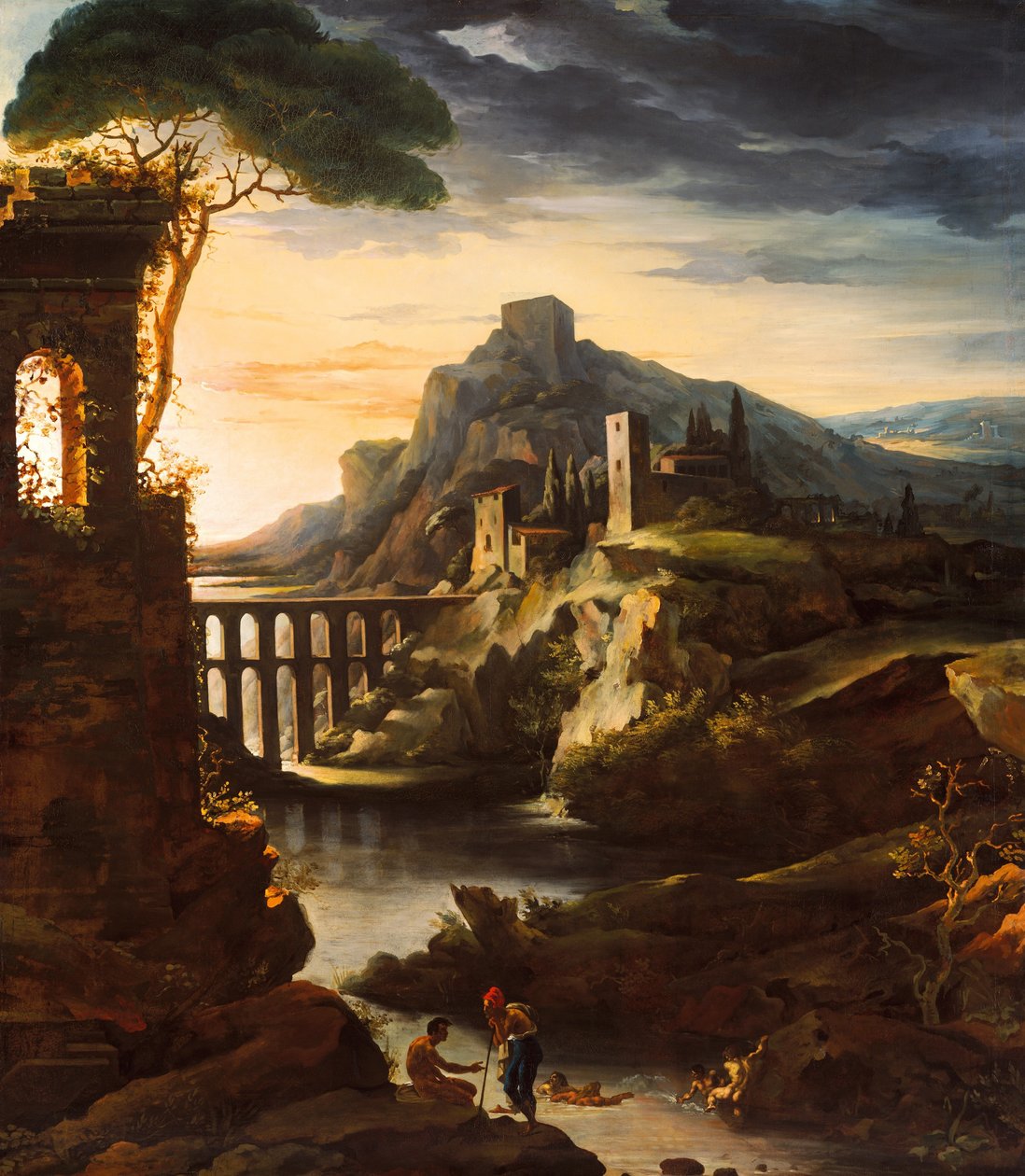 夜：水道橋のある風景、1818年。 作： セオドア・ジェリコー