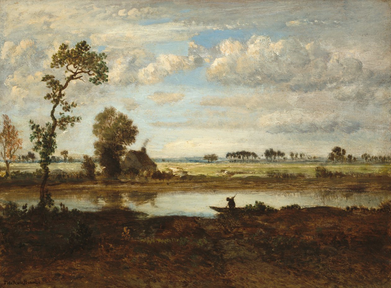 船頭のいる風景、c。 1860年。 作： テオドール・ルソー