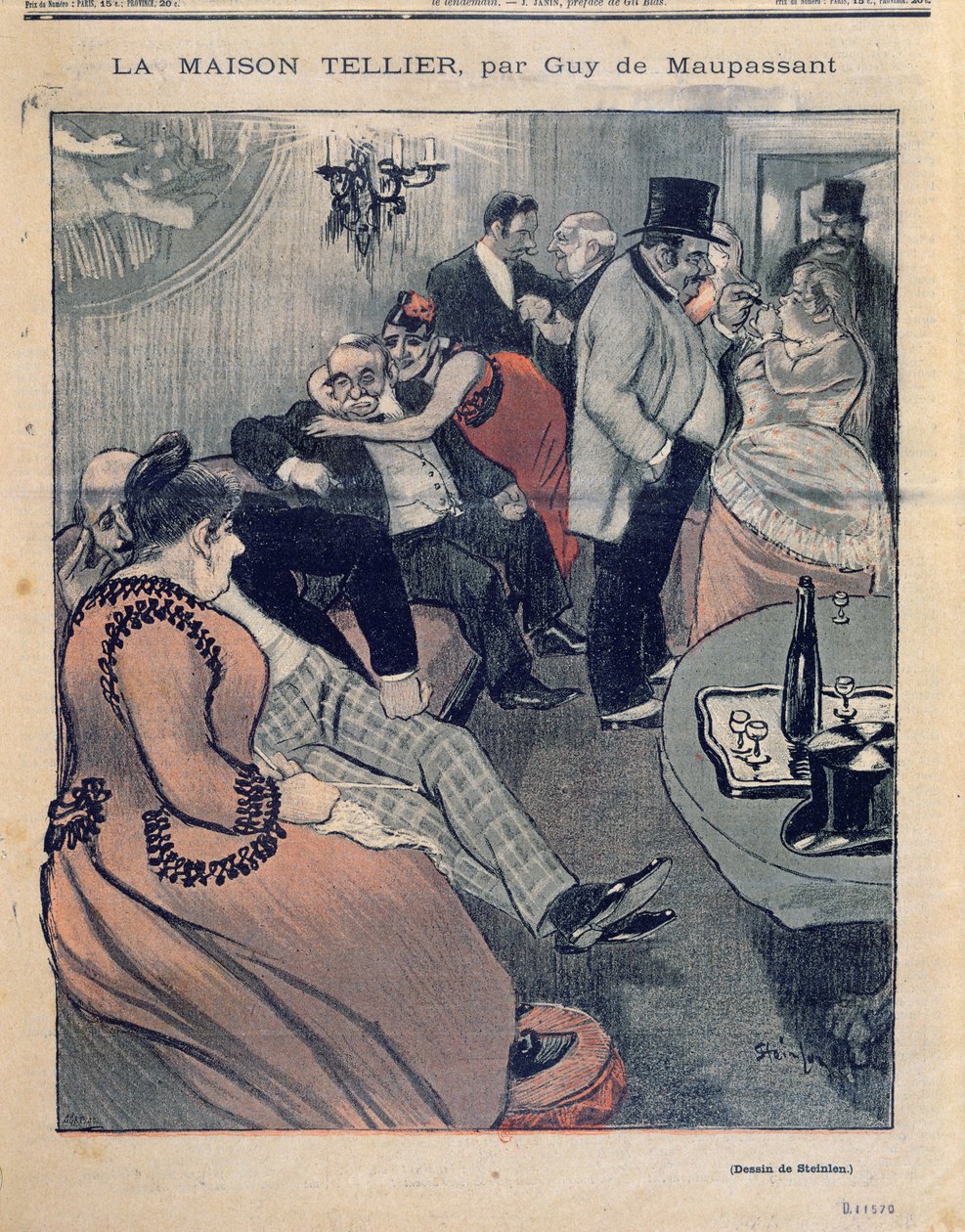 Guy de Maupassant（1850-93）による「La Maison Tellier」のイラスト、「Gil Blas」の表紙、1892年10月9日（詳細）（199745も参照） 作： テオフィルアレクサンドル・スタインレン