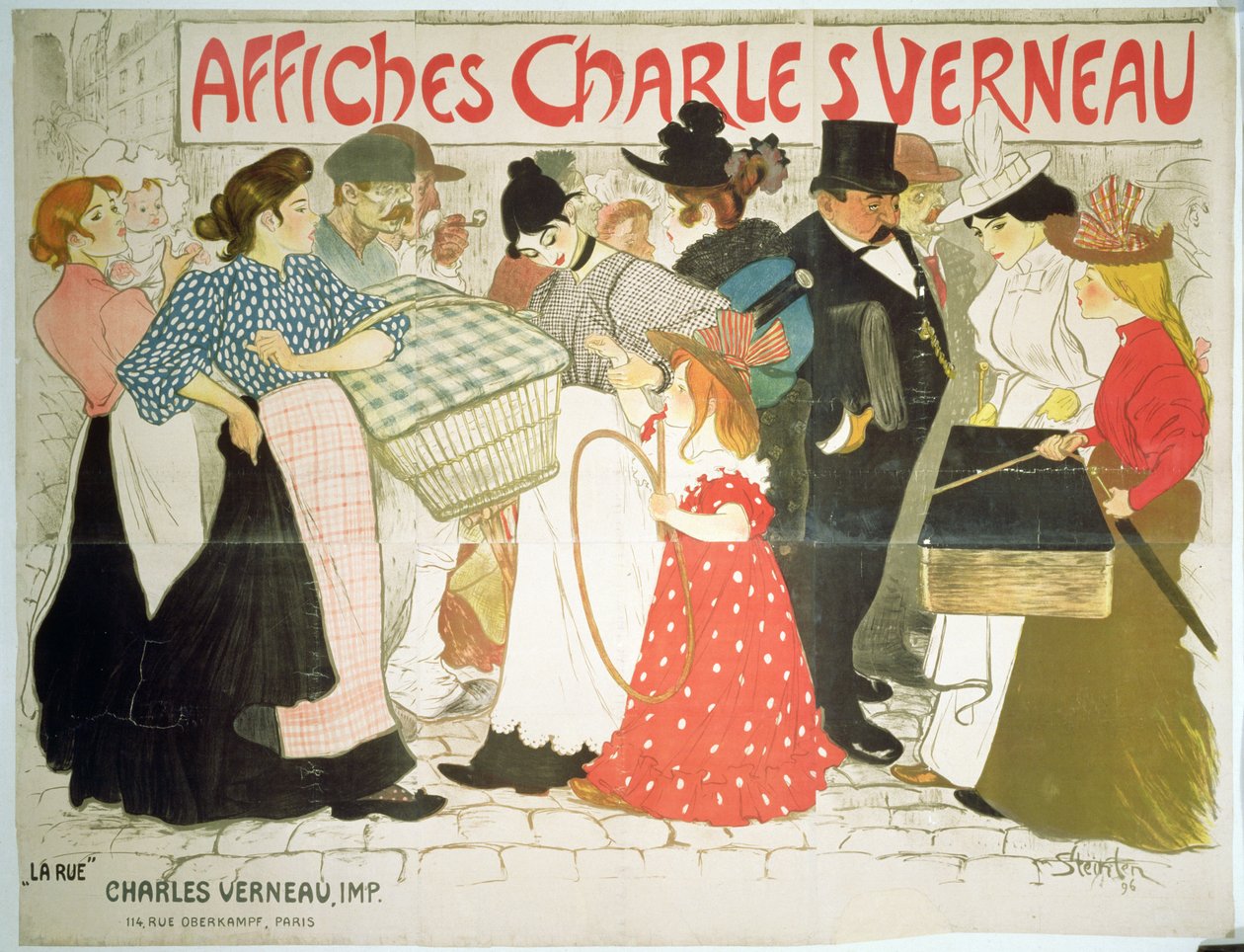 チャールズヴェルノー作家のポスター「The Street」（1896年） 作： テオフィルアレクサンドル・スタインレン