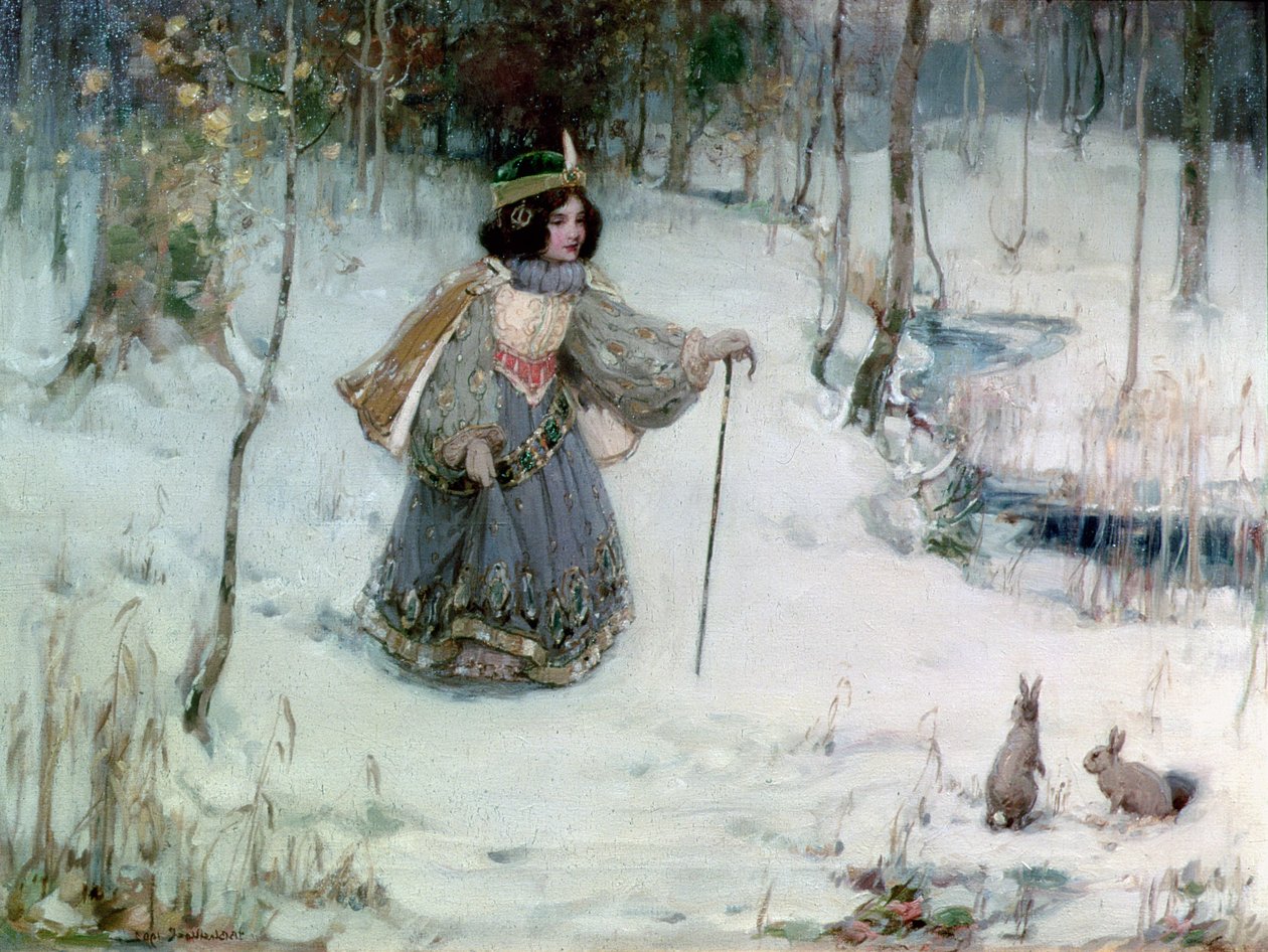 7人の小人の家の白雪姫、1902年 作： トーマス・ブラックロック