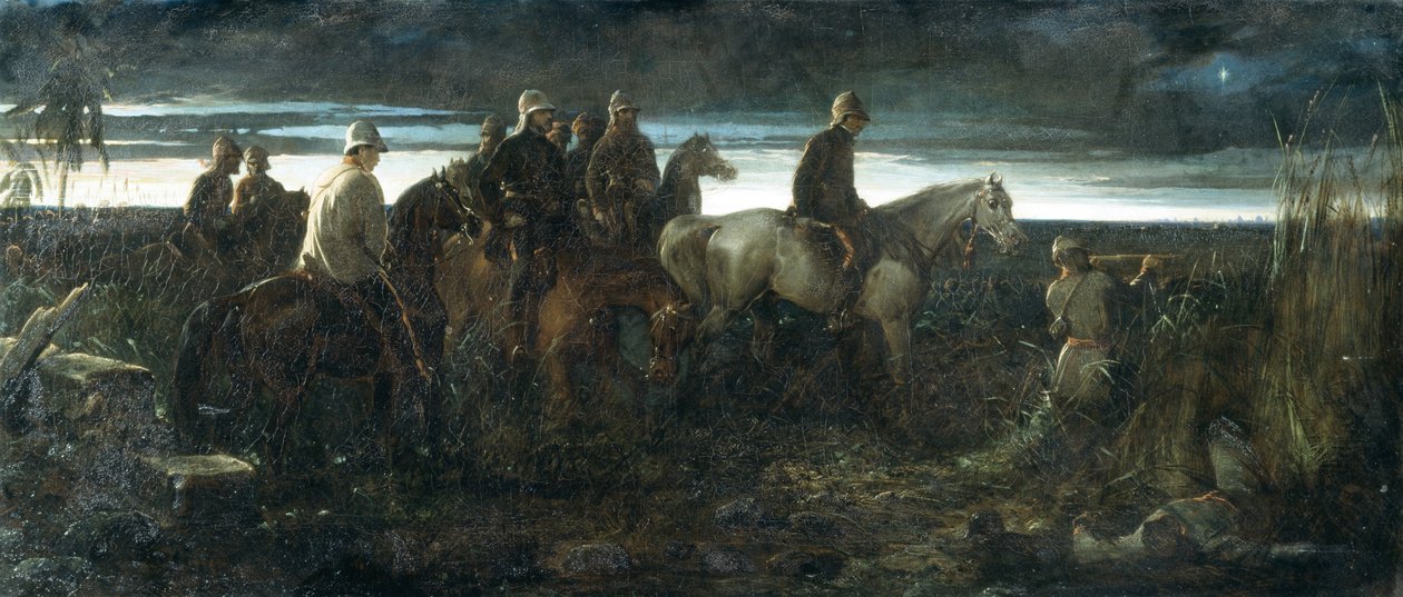 勝利の夜明け-1857年11月14日、1862年頃のラクナウの救済に先立って、クライド卿が敵の立場を再考する 作： トーマス・ジョーンズ