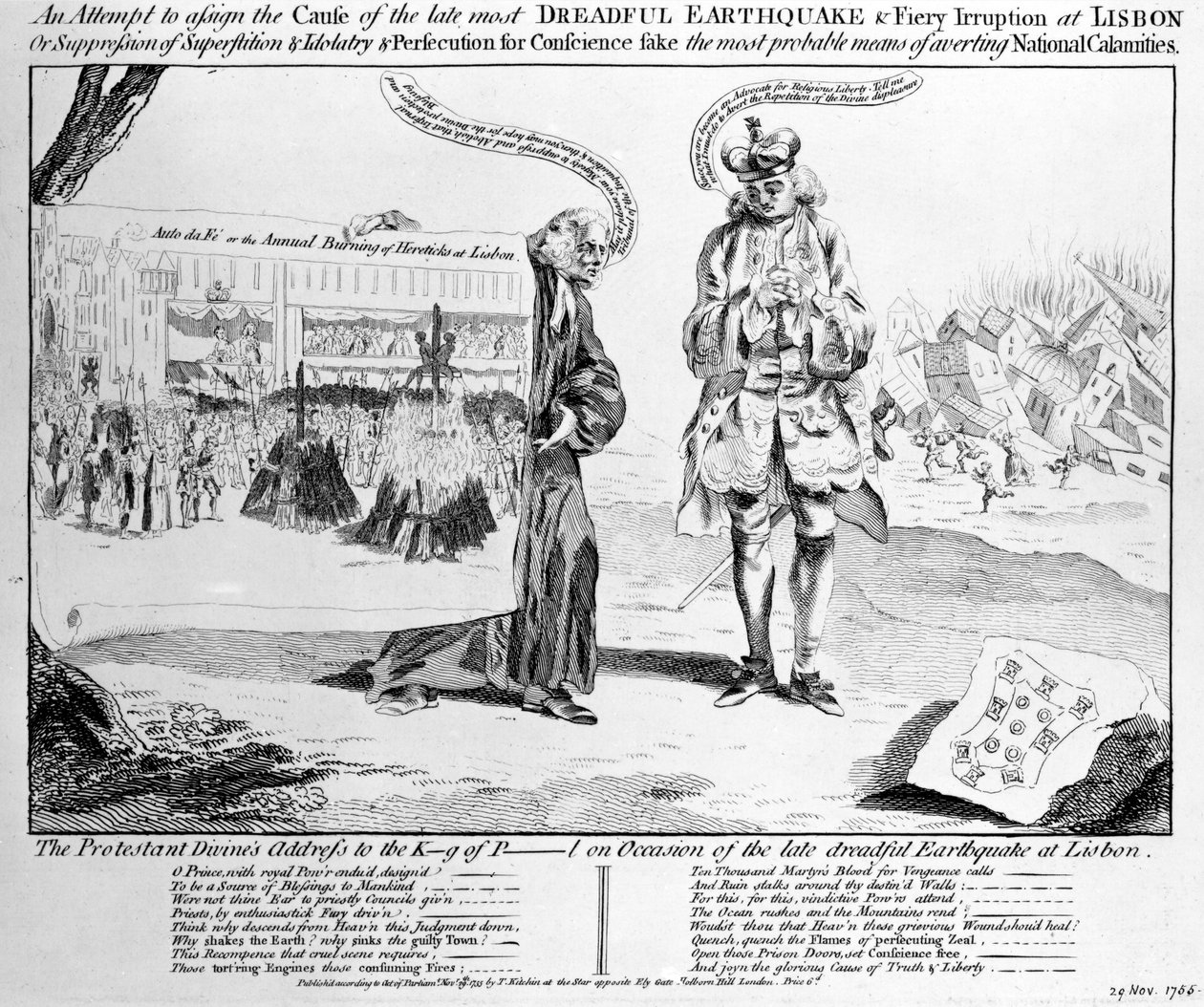 1755年のリスボンでの最も恐ろしい地震の原因を特定する試み 作： トーマス・キチン