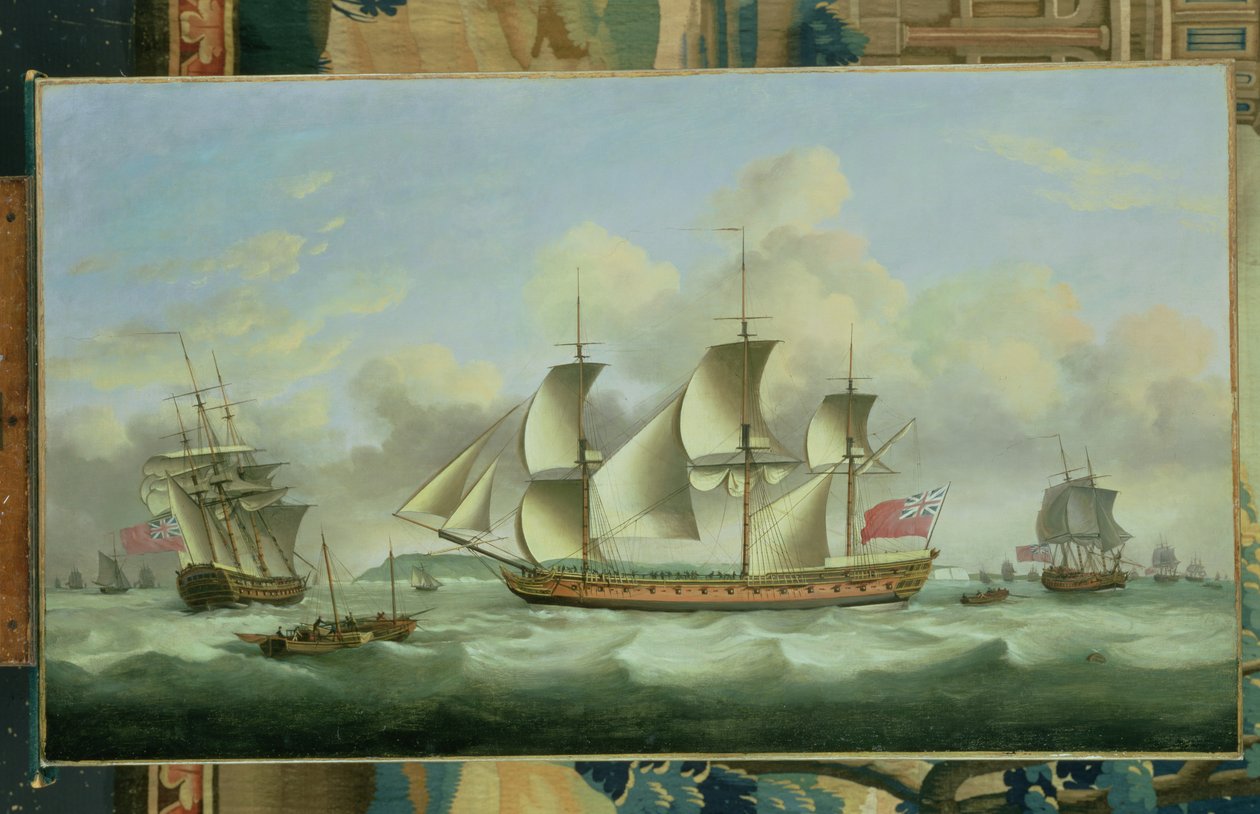 3つのイギリスのフリゲート艦、オフショア、1782 作： トーマス・ルニー