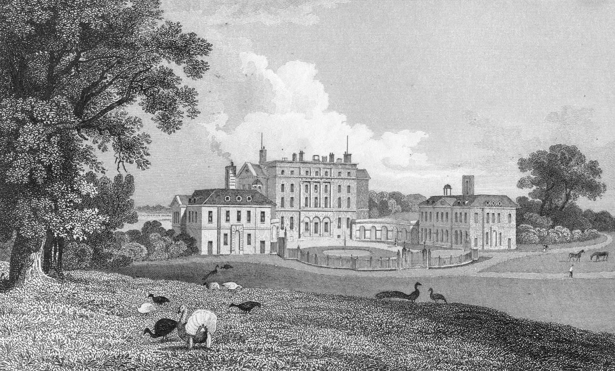 1830年にS.レイシーによって彫刻されたChevening Placeの眺め 作： トーマス・マン・ベインズ