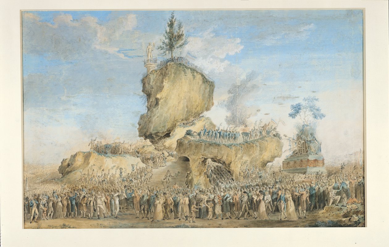 シャン・ド・マルスでの至高の存在の祝祭、20 Priarial An II（1794年6月8日）（パステル、紙、グワッシュ、トイレ） 作： トーマス・ノーデ