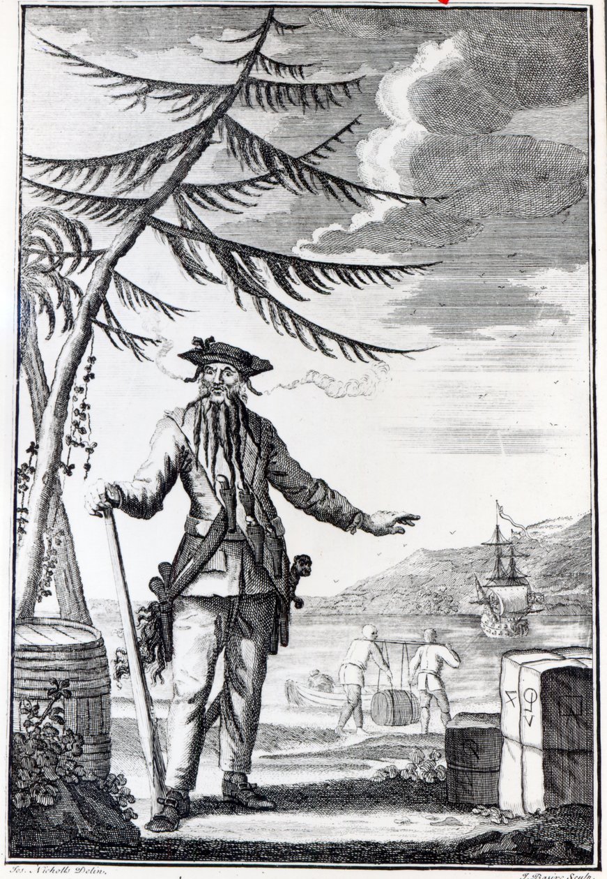 キャプテンティーチ、通称Blackbeard、c.1734 作： トーマス・ニコルズ
