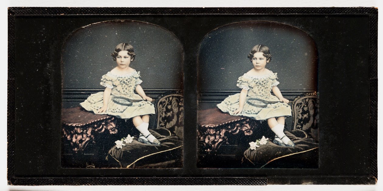 若い女の子、1855年頃（ステレオダゲレオタイプ） 作： トーマスリチャードウィリアムズ