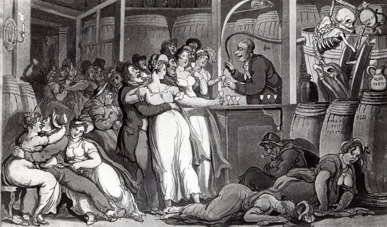 ウィリアム・クームの1815年の「英国の死のダンス」のイラスト（アクアチント） 作： トーマス・ローランドソン
