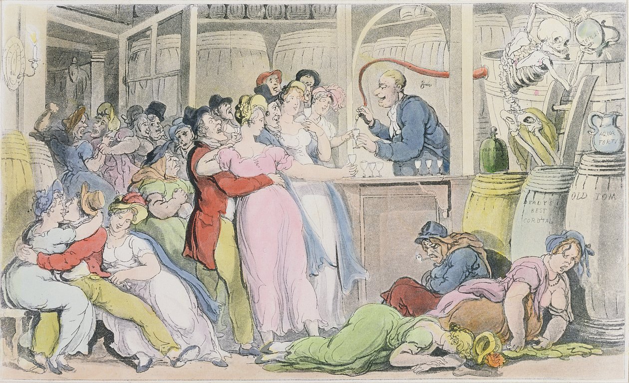 ウィリアム・クームの1815年の「英国の死のダンス」のイラスト（アクアチント） 作： トーマス・ローランドソン
