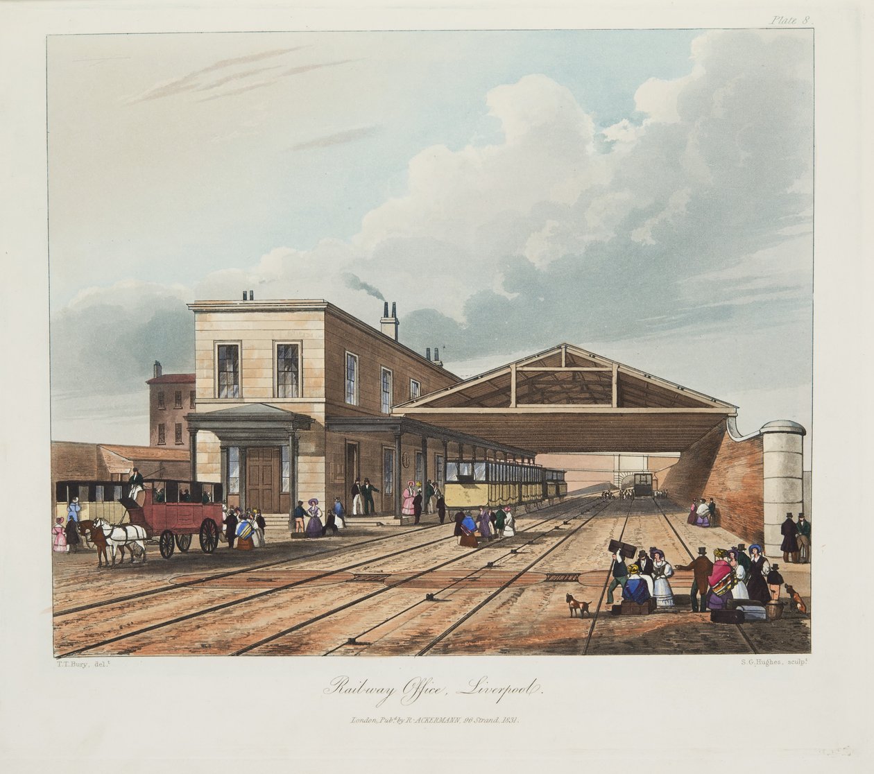 鉄道事務所、リバプール、1831年（手描きの彫刻） 作： トーマス・タルボット・ベリー