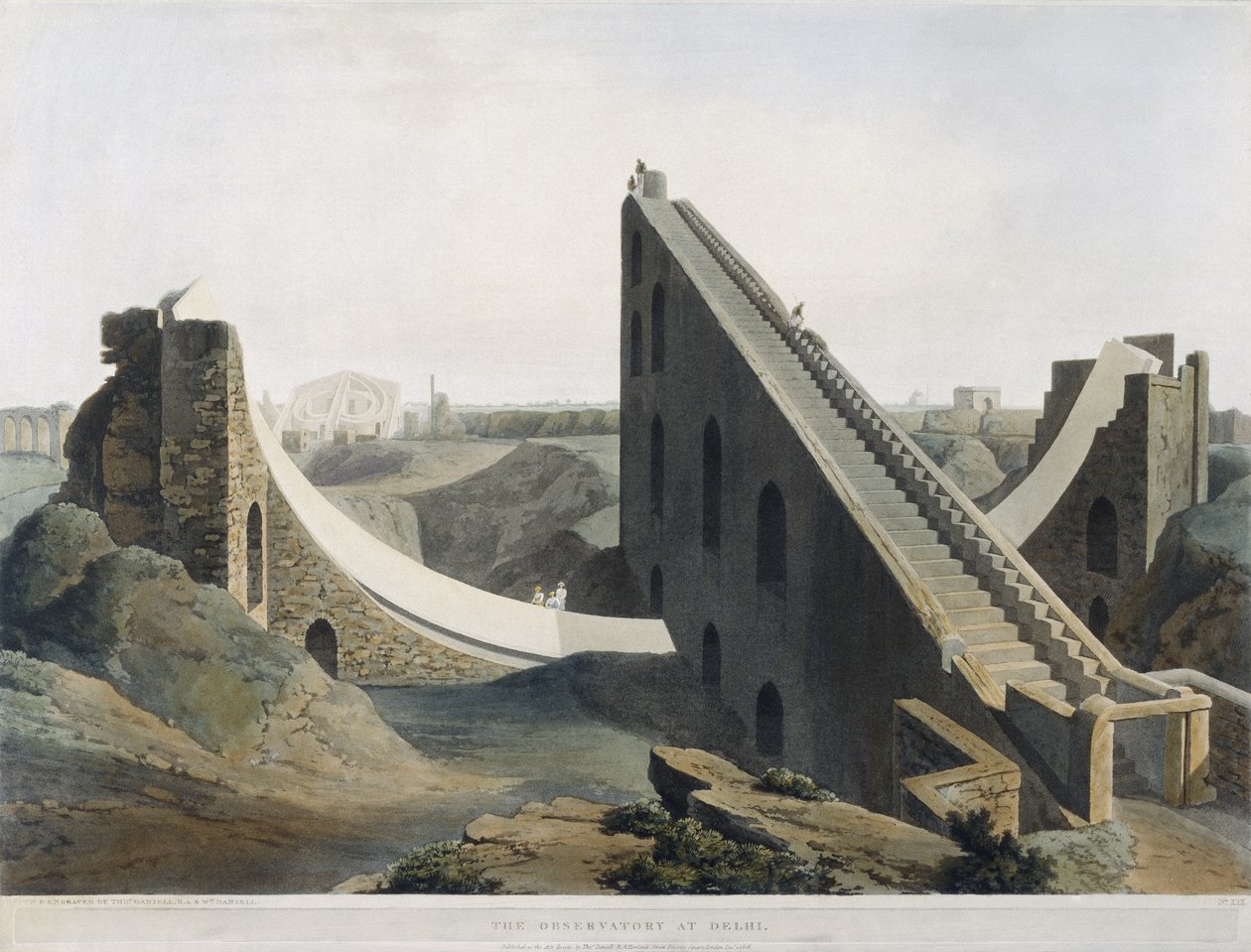 デリーの天文台、東洋の風景、パブからプレートXIX。 1808（着色されたアクアチント） 作： トーマスとウィリアム・ダニエル