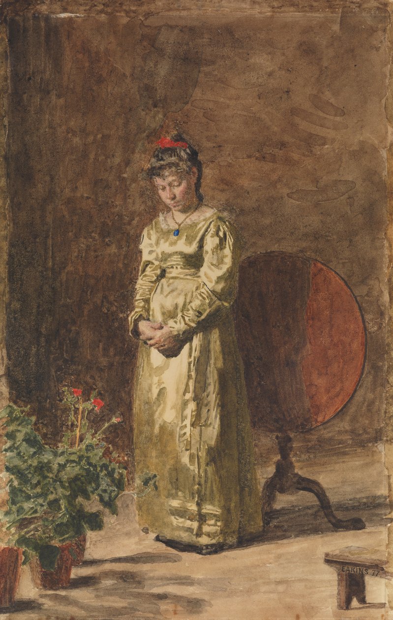 若い女の子、瞑想、1877年。 作： トーマス・イーキンズ
