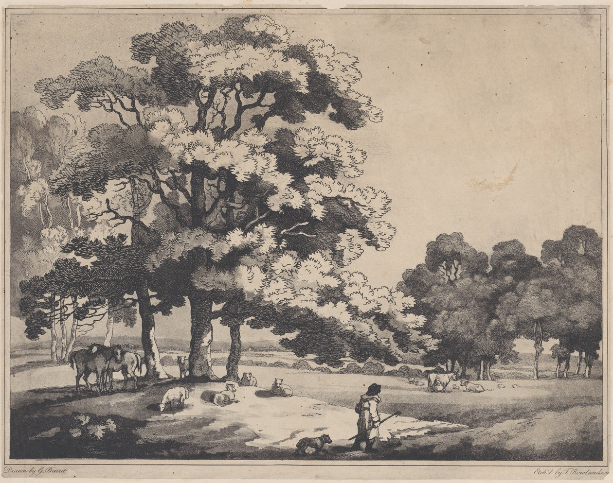公園の風景、1783-89年、1783-89年。 作： トーマス・ローランドソン