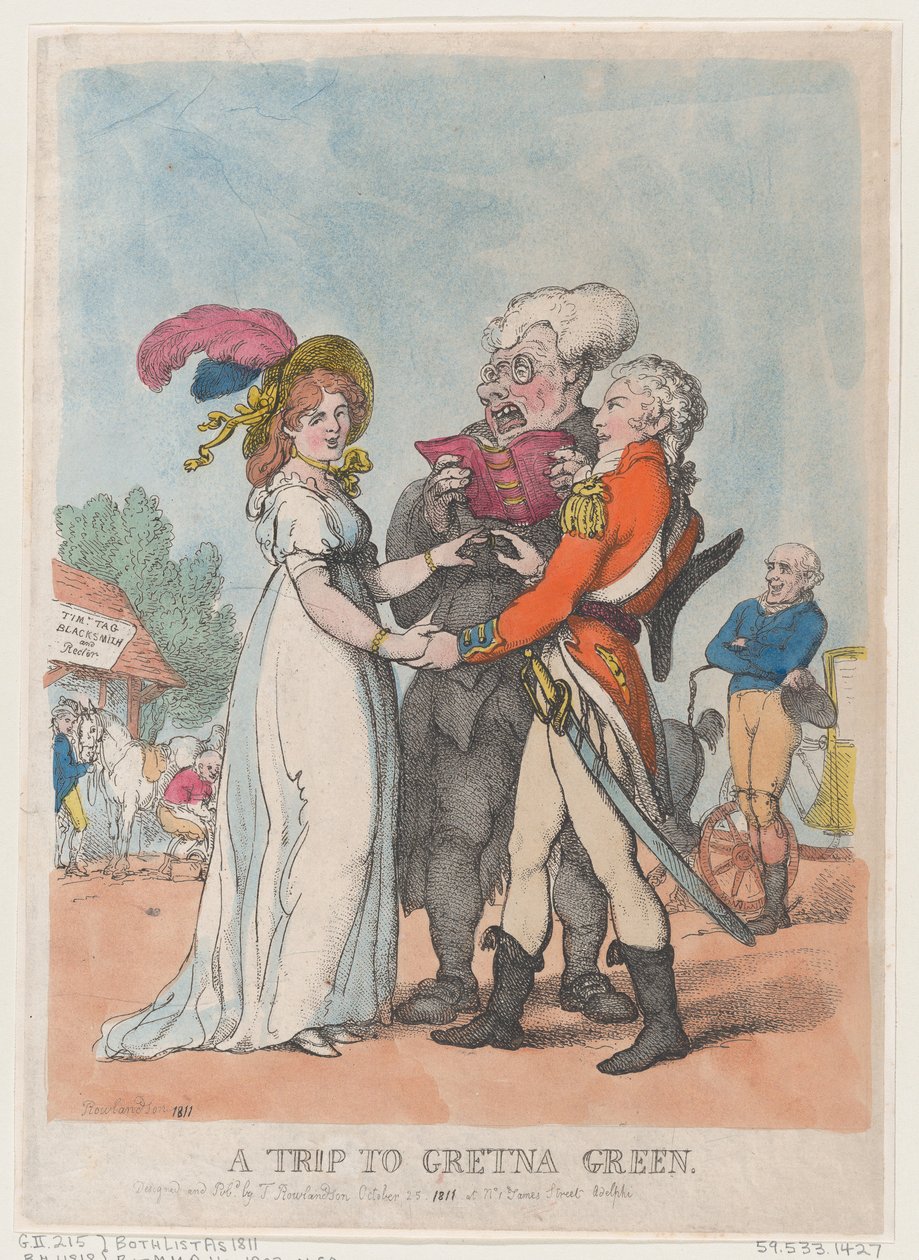 グレトナ・グリーンへの旅、1803年、1803年。 作： トーマス・ローランドソン