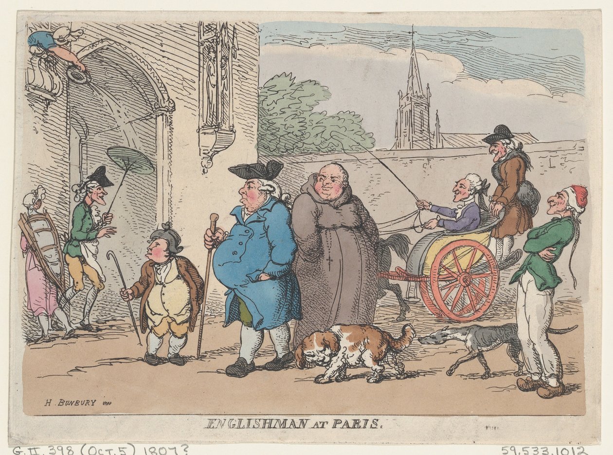 パリのイギリス人、1807 ., 1807 . 作： トーマス・ローランドソン