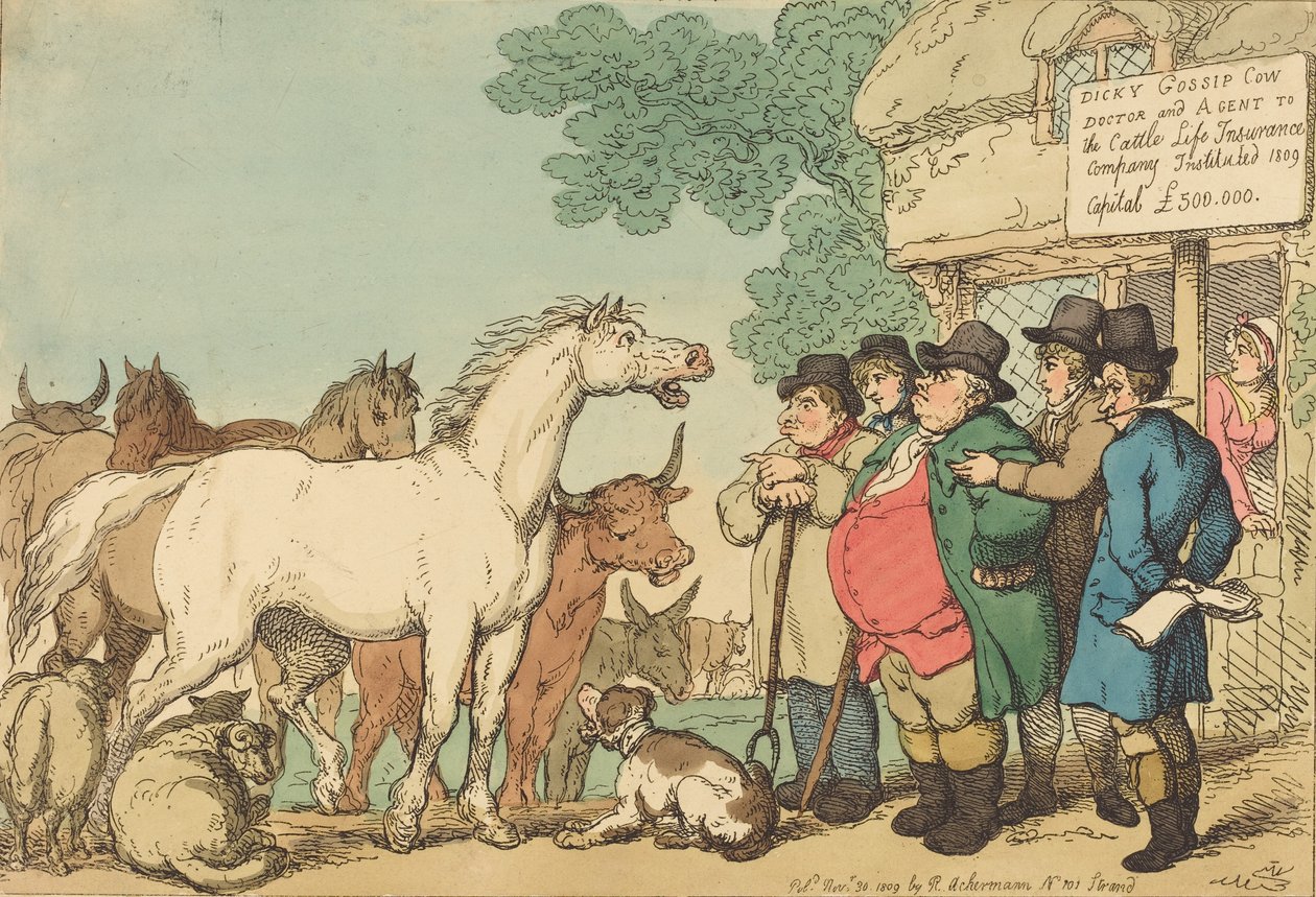 1809年に出版された「Insurable Cattle」。 作： トーマス・ローランドソン