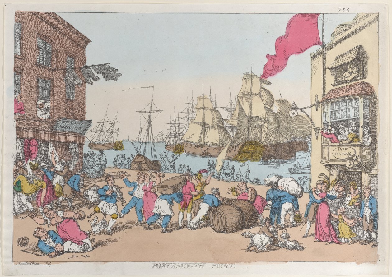ポーツマス ポイント、1814 年、1814 年。 作： トーマス・ローランドソン