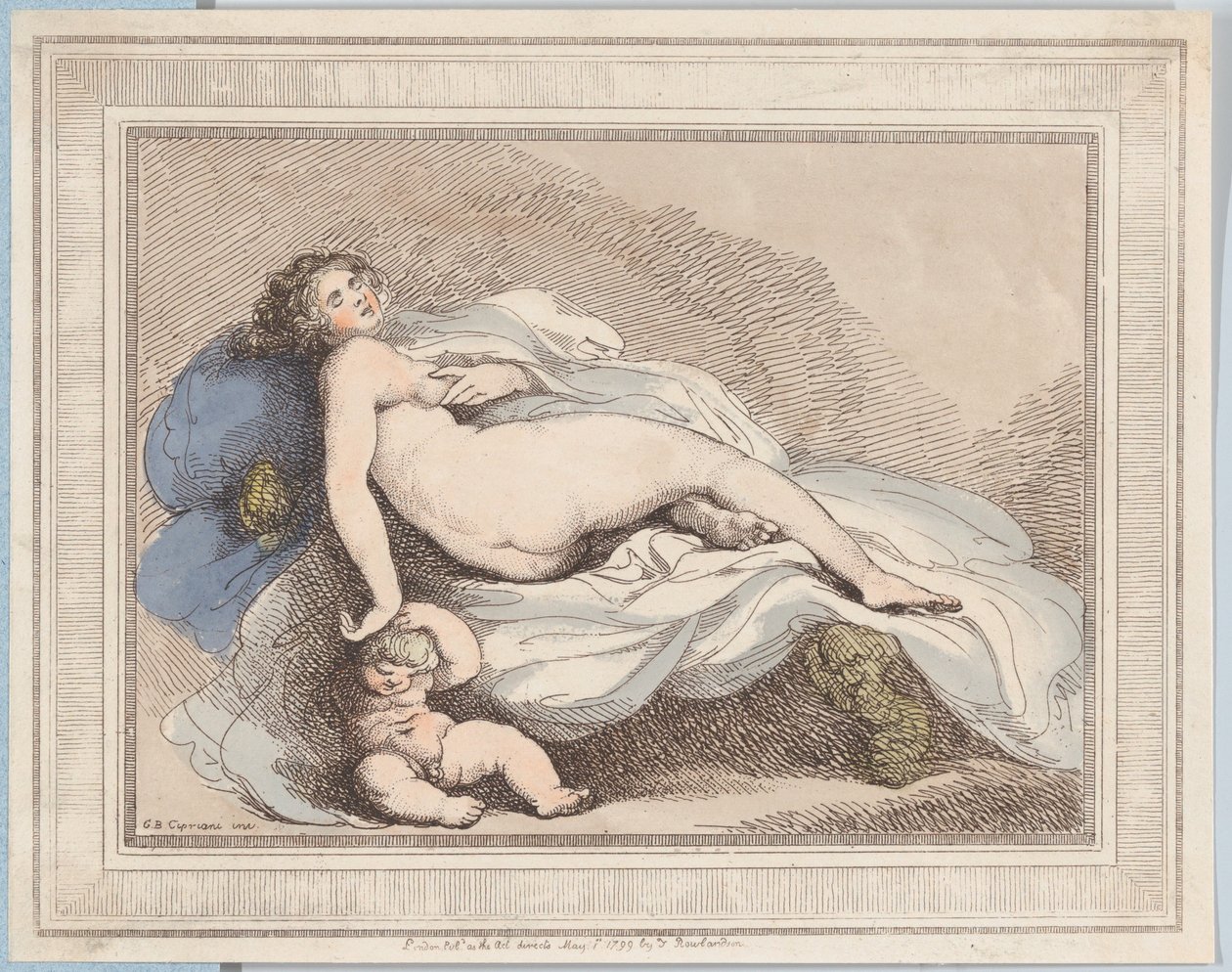 眠れるヴィーナスと愛、1799年、1799年。 作： トーマス・ローランドソン