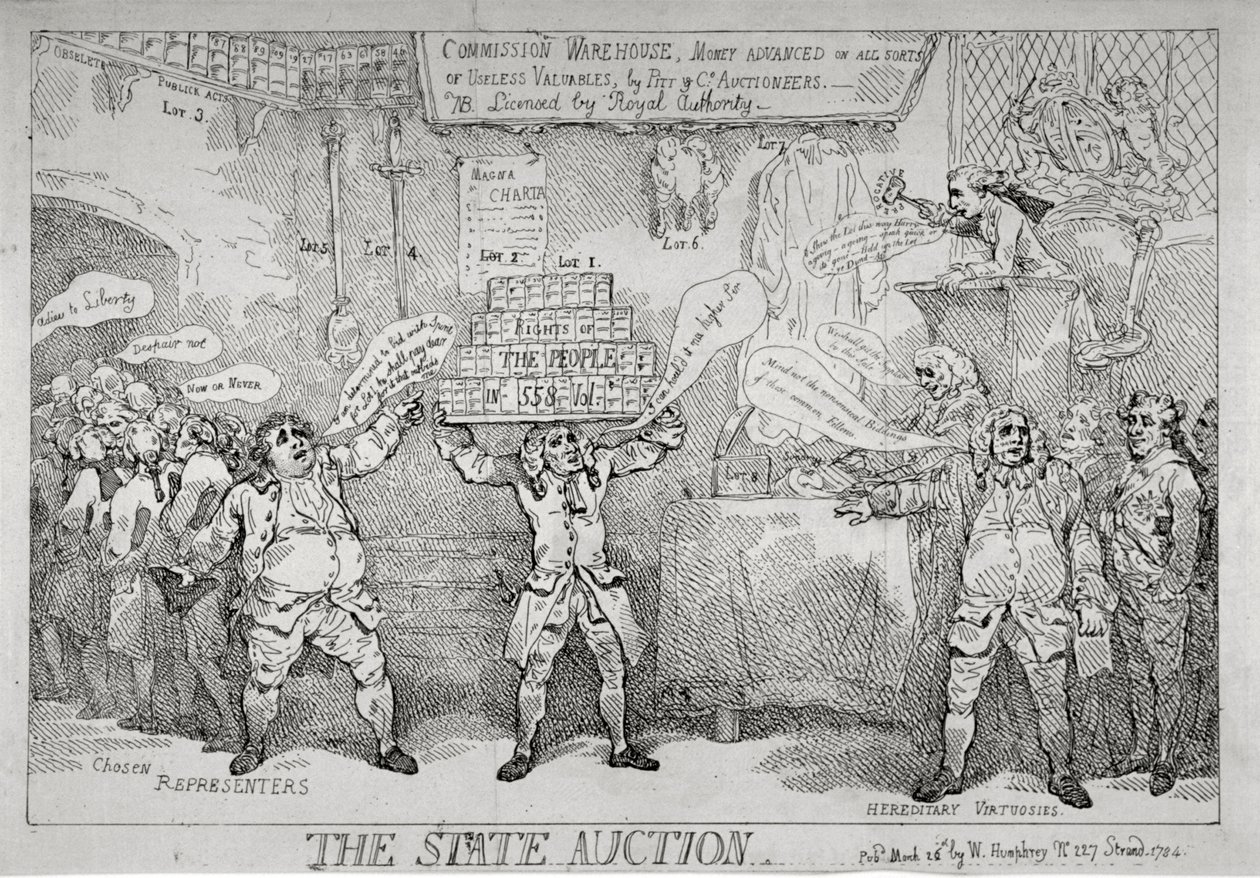 ステート・オークション」1784年 作： トーマス・ローランドソン