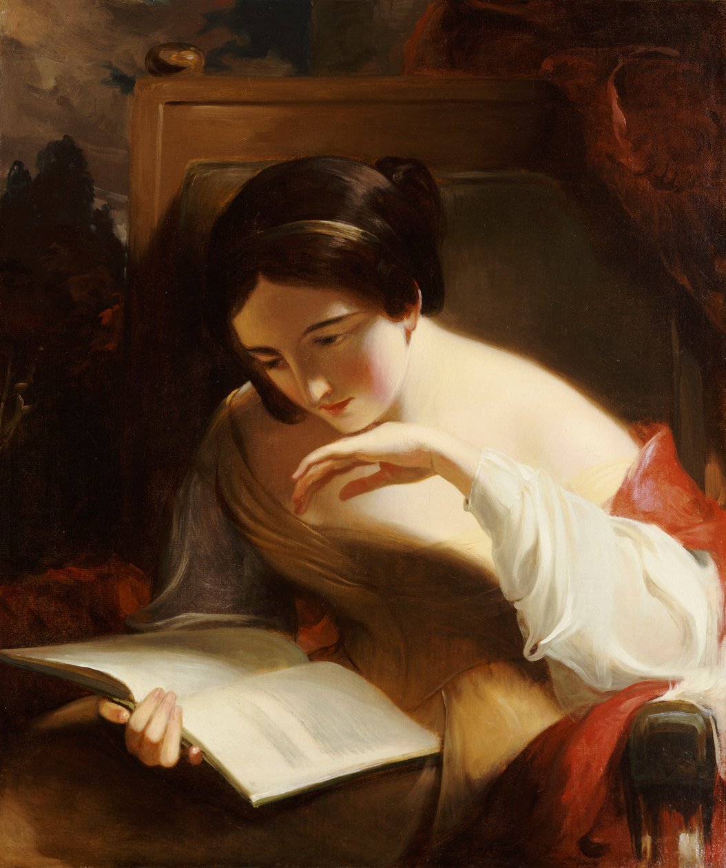 読書する少女の肖像、1842 作： トマス・サリー