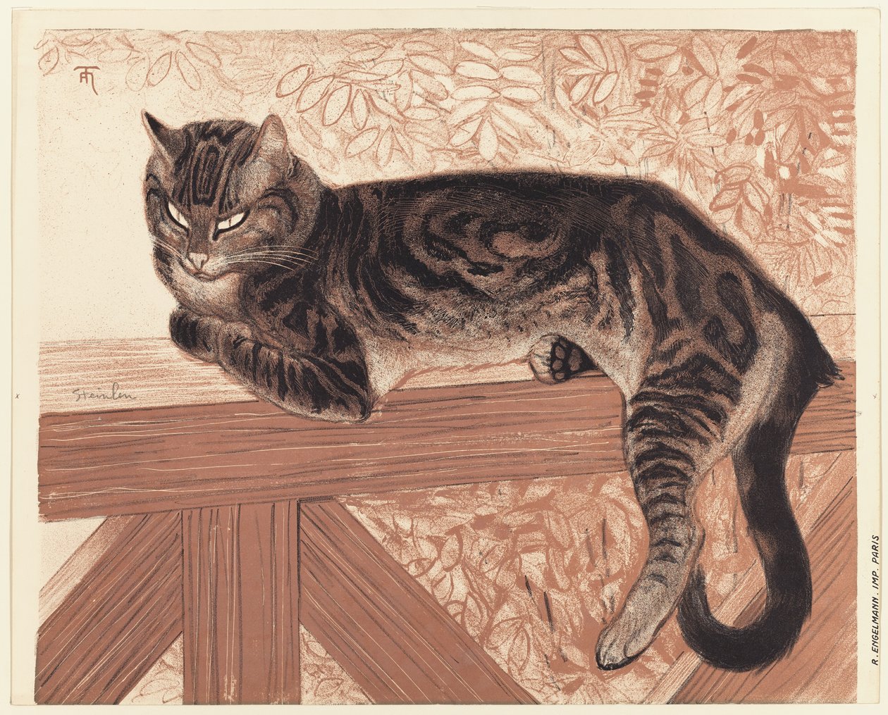 夏：手すりの上の猫 作： テオフィル・アレクサンドル・ピエール・スタインラン