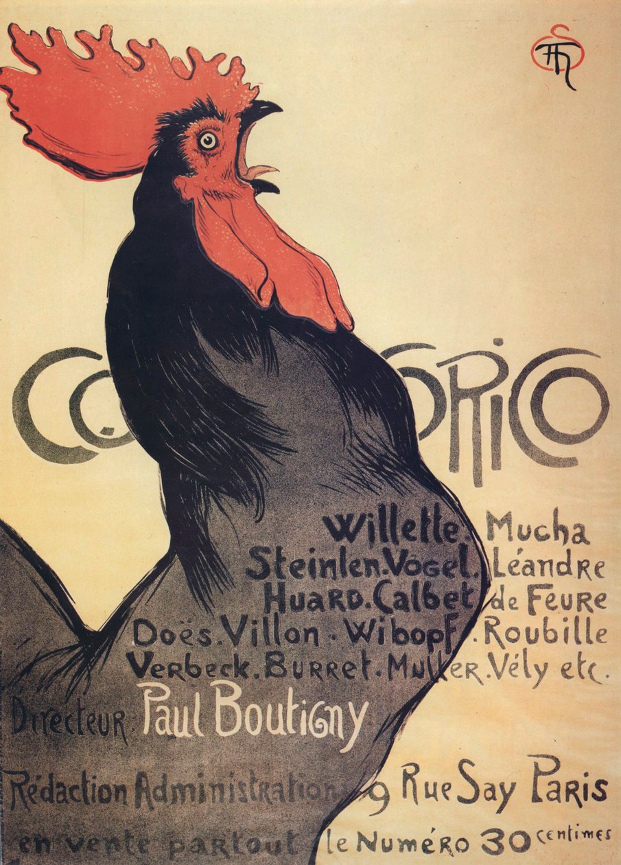 ココリコ」、ポスター、1899年。 作： テオフィルアレクサンドル・スタインレン