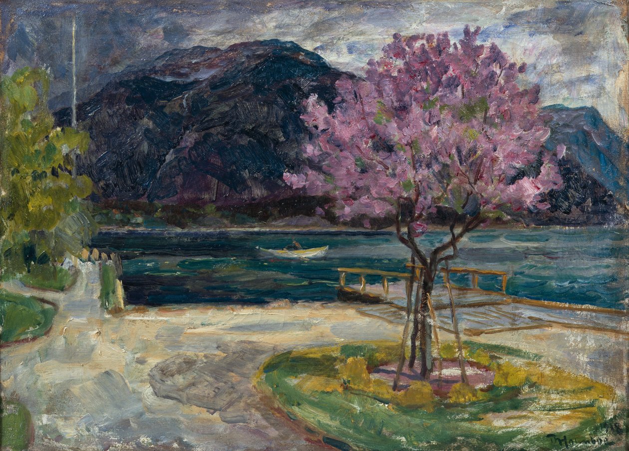 アーモンドの木が咲く海岸の風景 作： トーロルフホルムボー