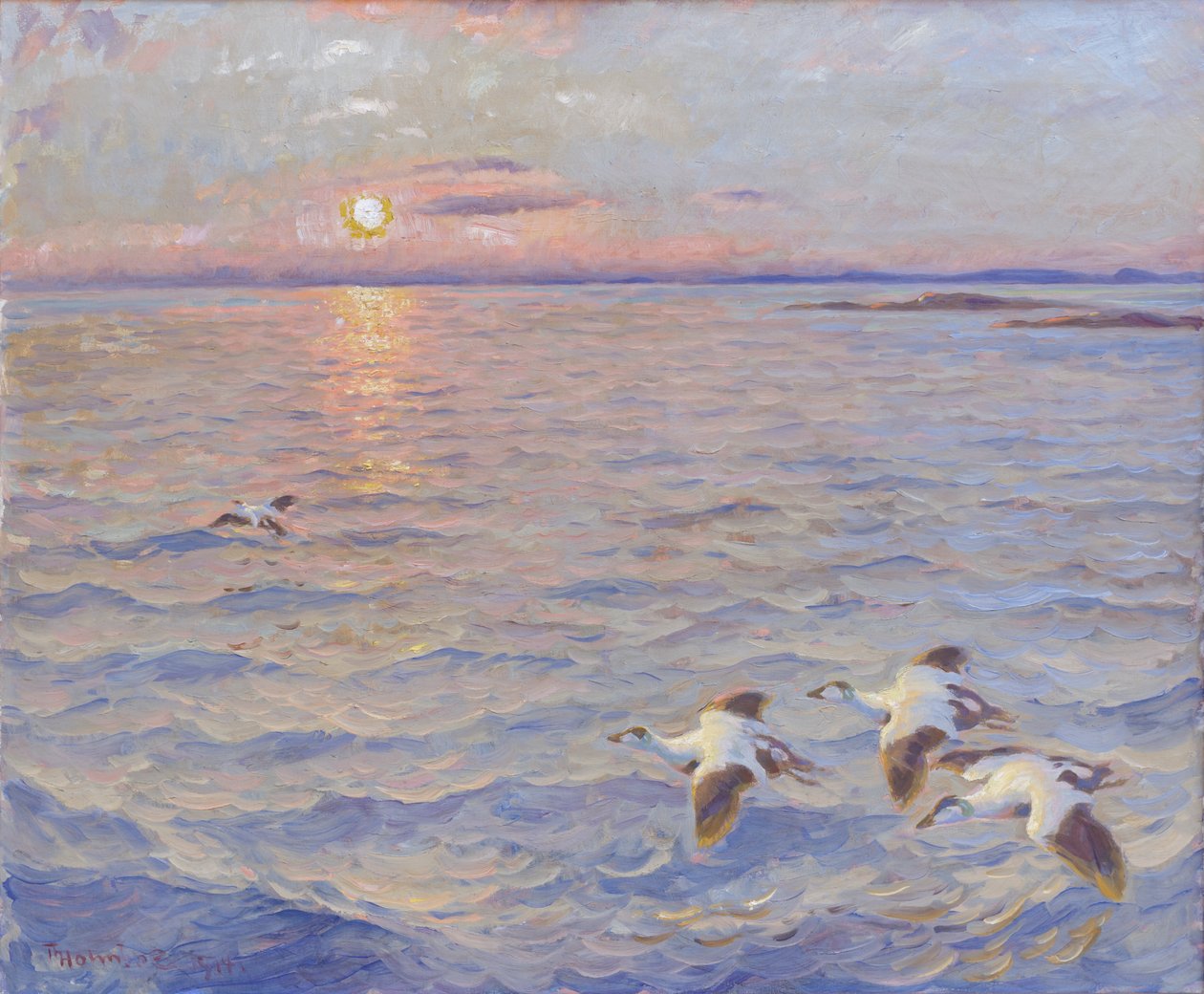 ノルウェー海に沈む夕日 作： トーロルフホルムボー