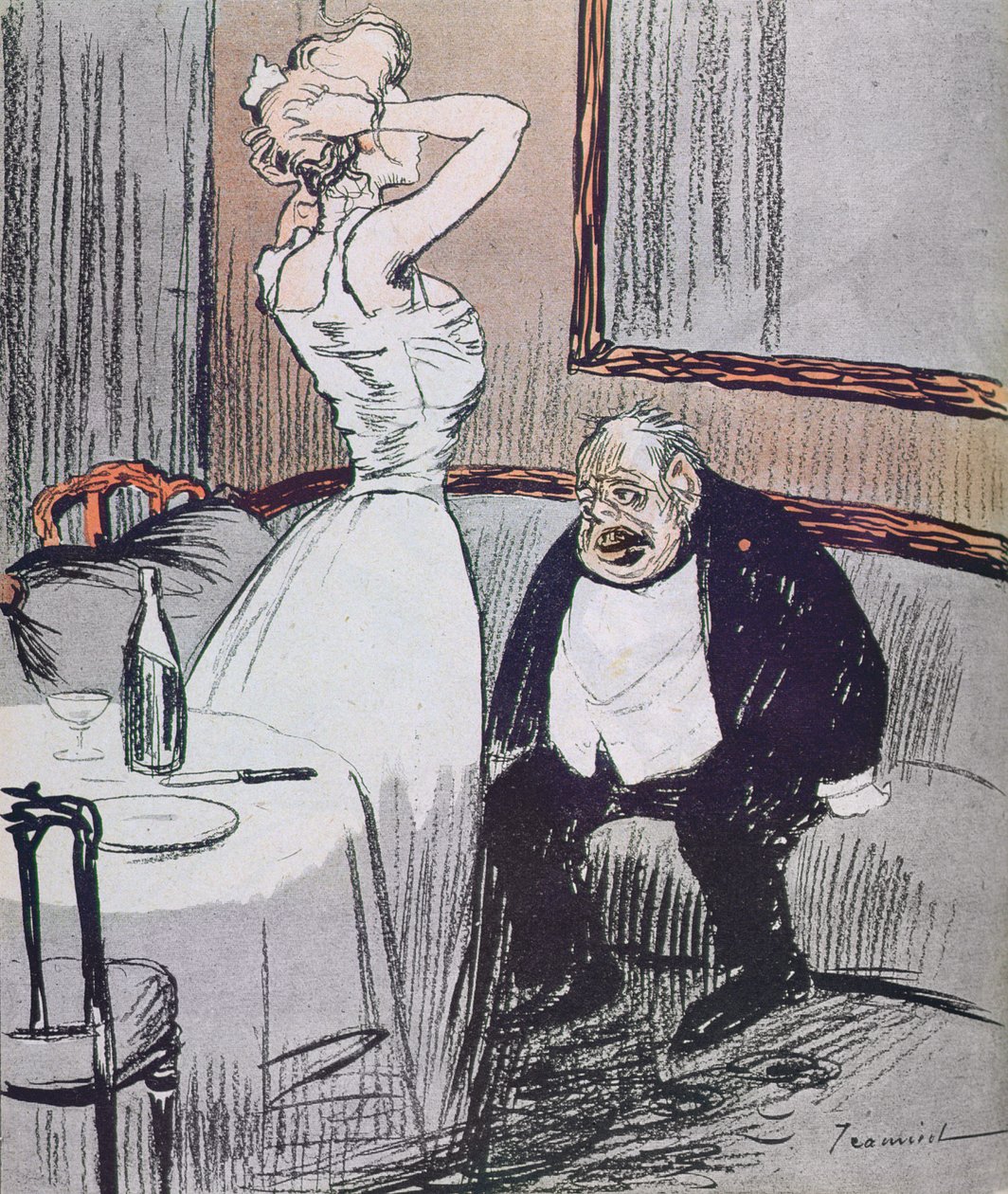 LAssiette Au Beurreの雑誌、パブの売春婦と老人。 1907 作： チアミロール