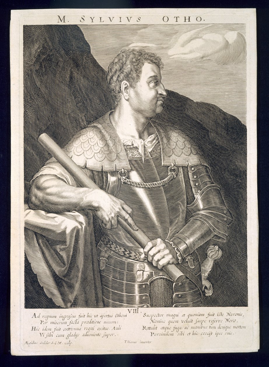 エギディウス・サデラー（1570-1629）によって彫刻されたM.シルヴィウスオトローマ皇帝68 AD 作： Tiziano Vecelli