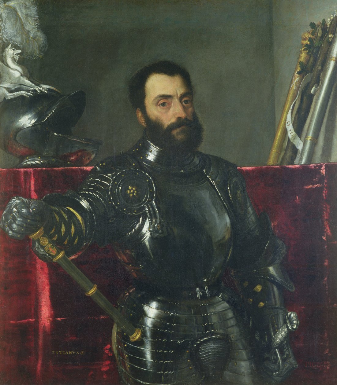 ウルビーノ公フランチェスコ・マリア・デッラ・ローヴェレの肖像 作： Tiziano Vecelli