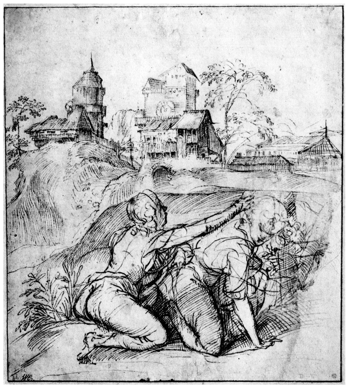 2人の若者のいる風景、c1510、1937 作： Tiziano Vecelli