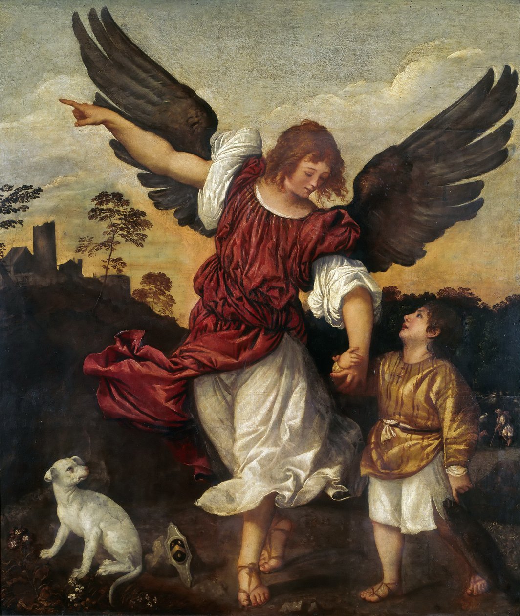 トビアスと天使、1521～1525年頃。 作： ティツィアーノ