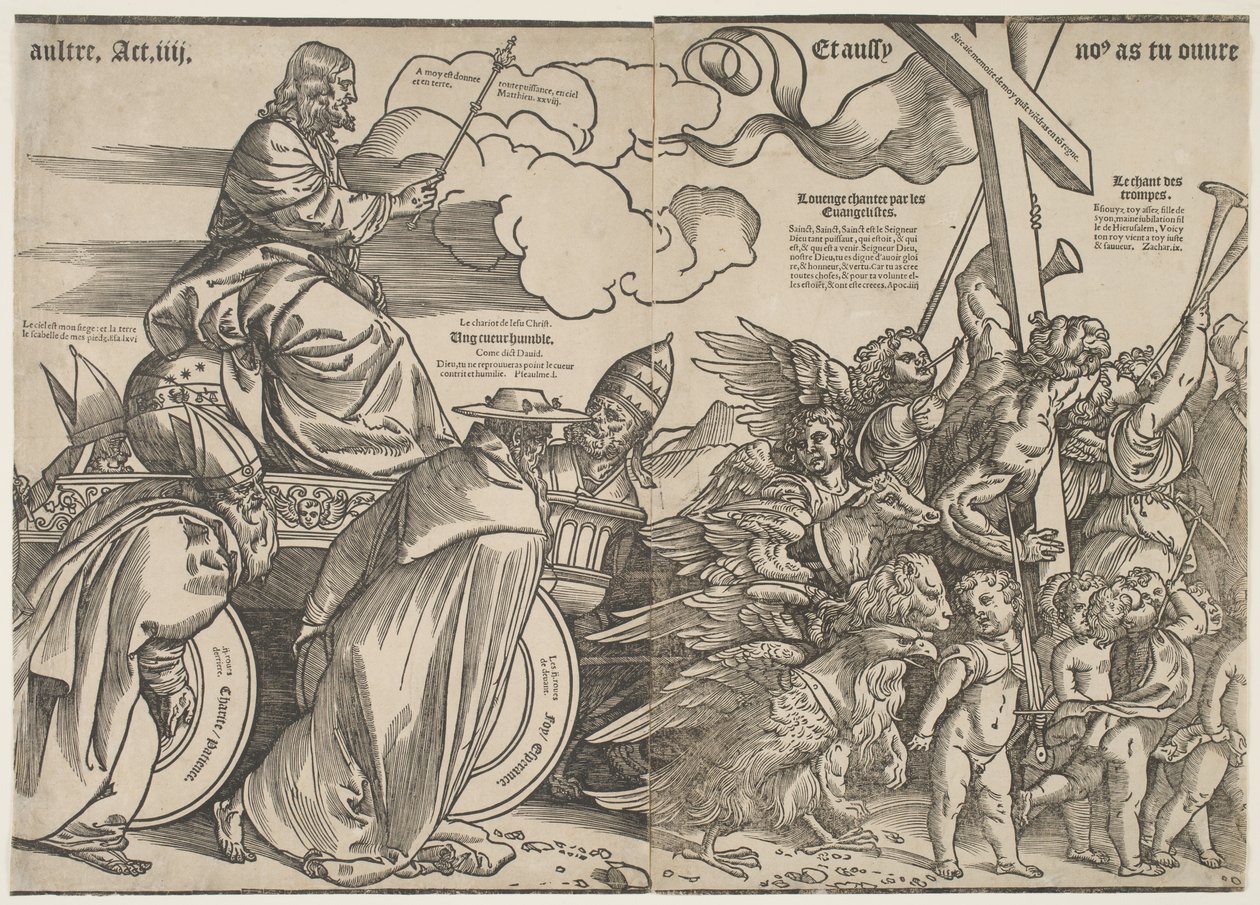 トランペットとキリストの戦車、c.1511 作： Tiziano Vecelli