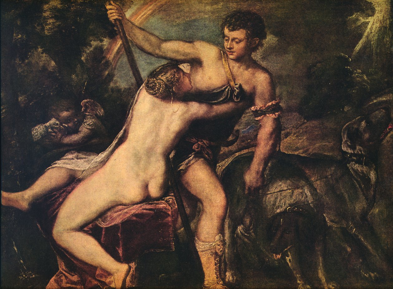 ヴィーナスとアドニス、1560 作： Tiziano Vecelli