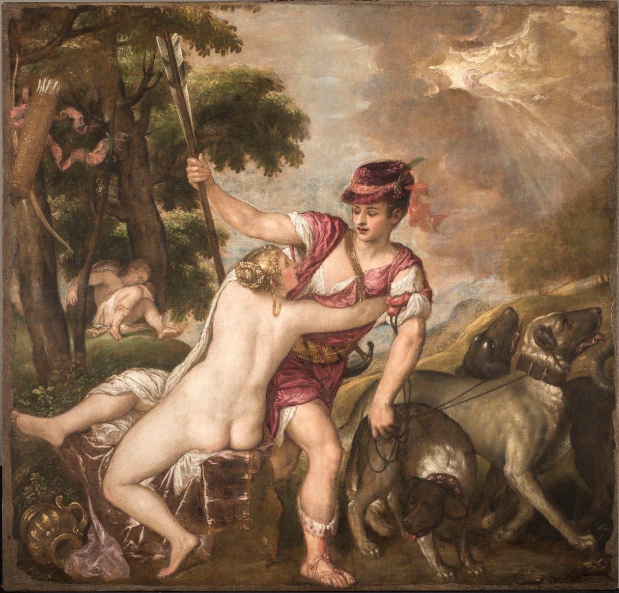 金星とアドニス、c。 1560年。 作： ティツィアーノ