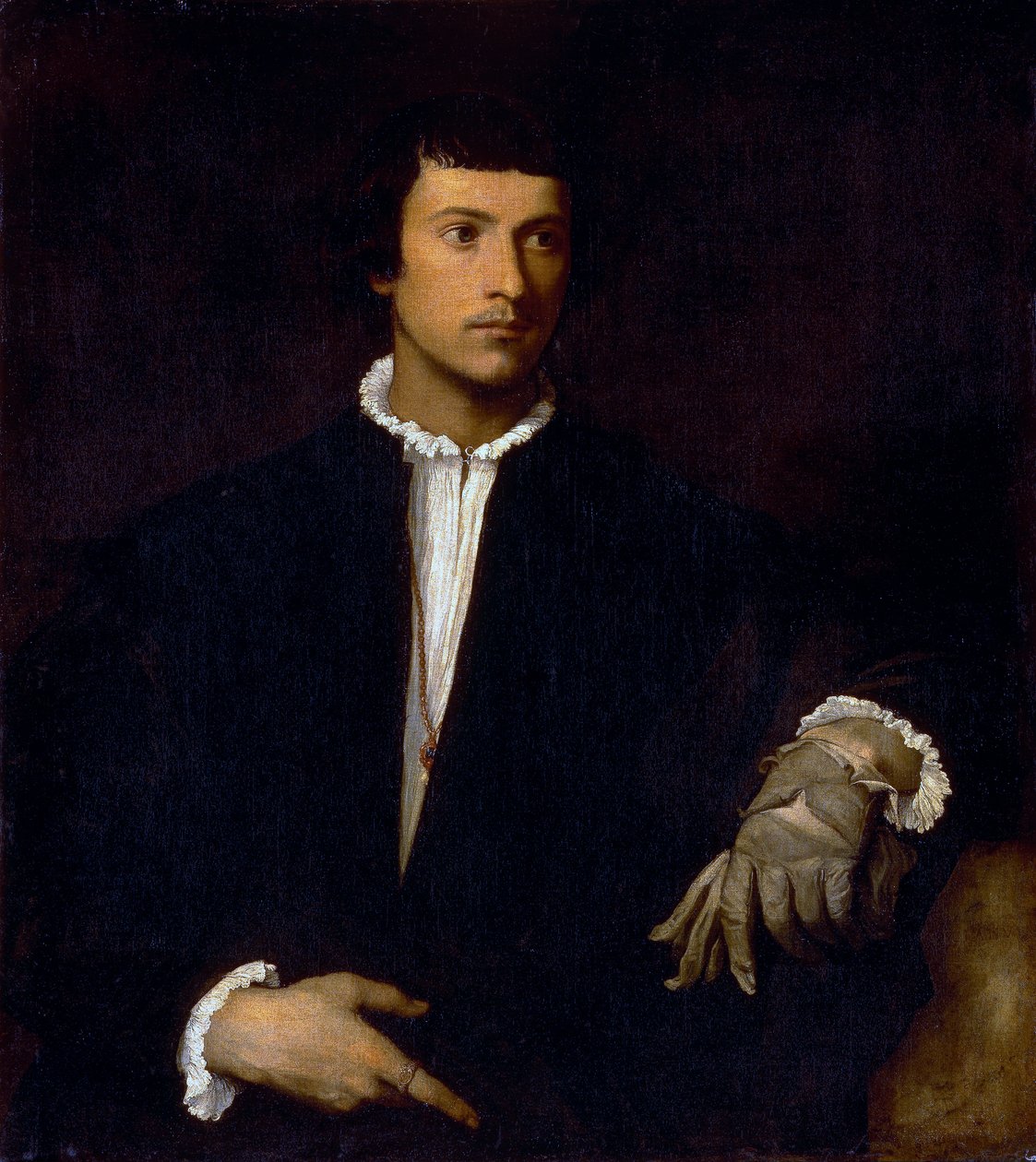 手袋を持つ男 作： Tiziano Vecelli