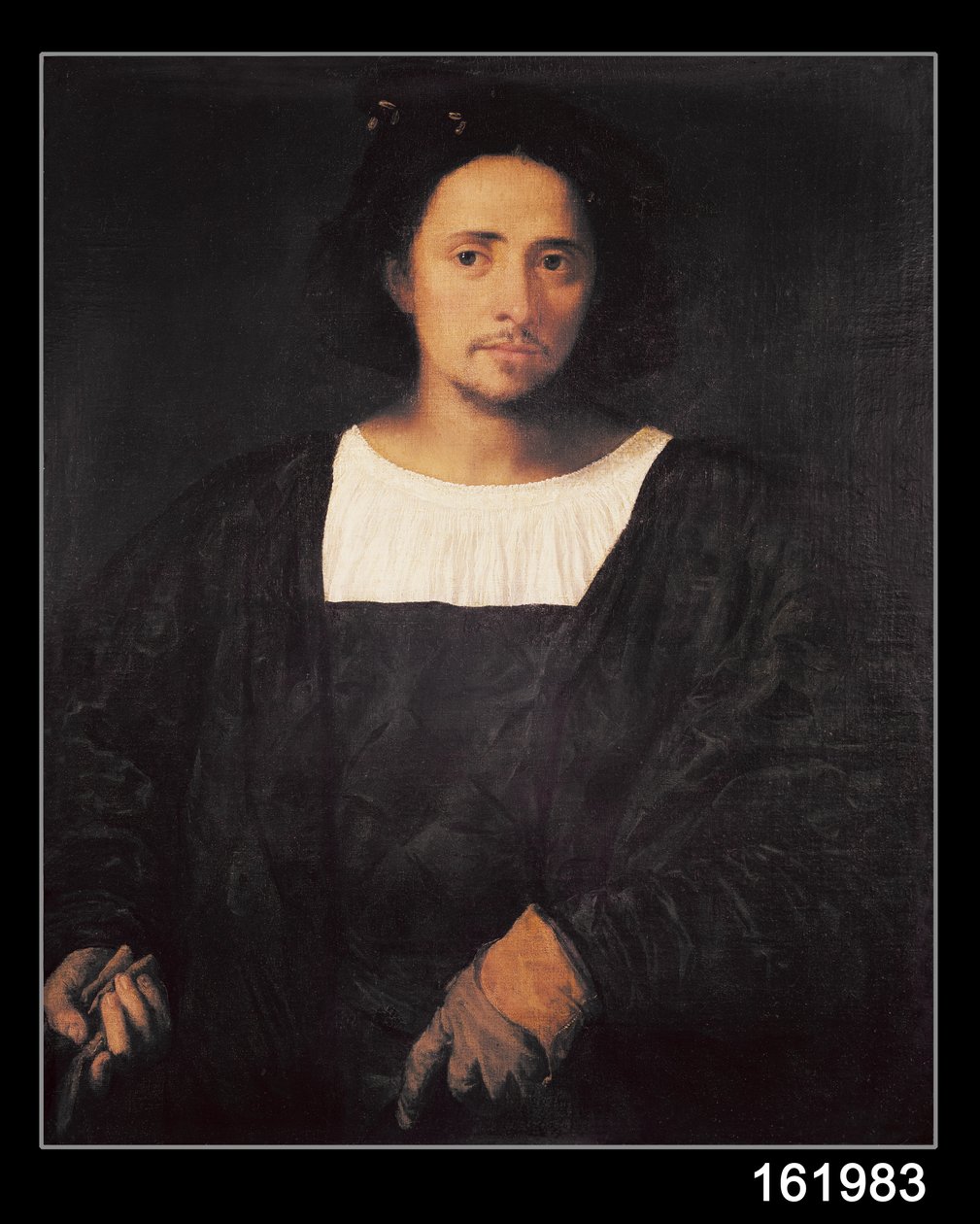 手袋をした男、1517年〜20年 作： Tiziano Vecelli