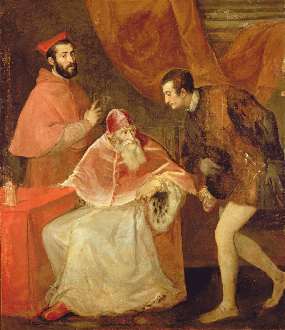 教皇ポールIII（1468-1549）と彼の甥、1545年 作： Tiziano Vecelli