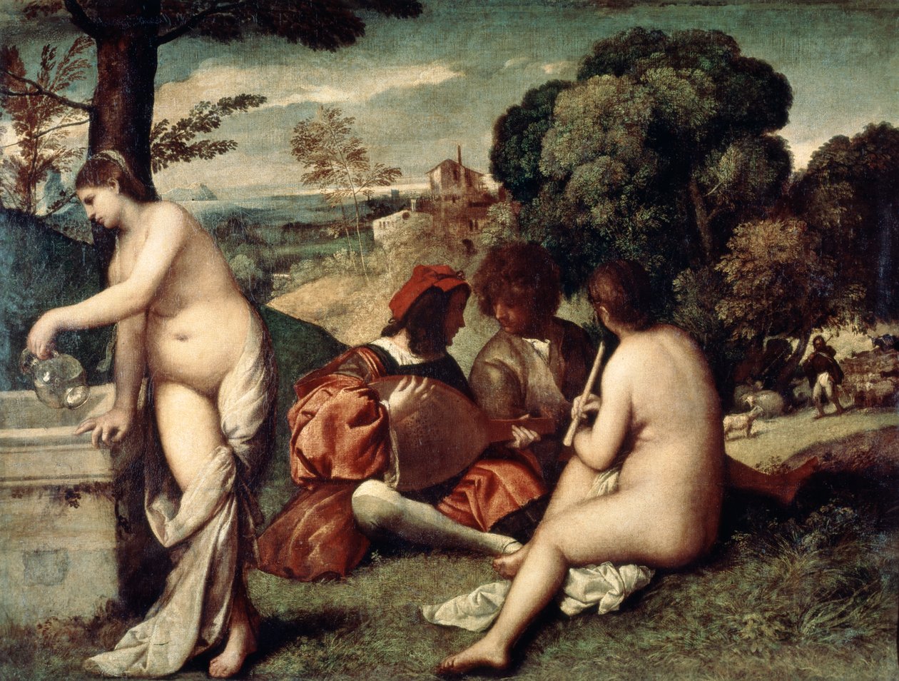 コンサートシャンペトル、パストラルコンサート、c1510-1511 作： Tiziano Vecelli