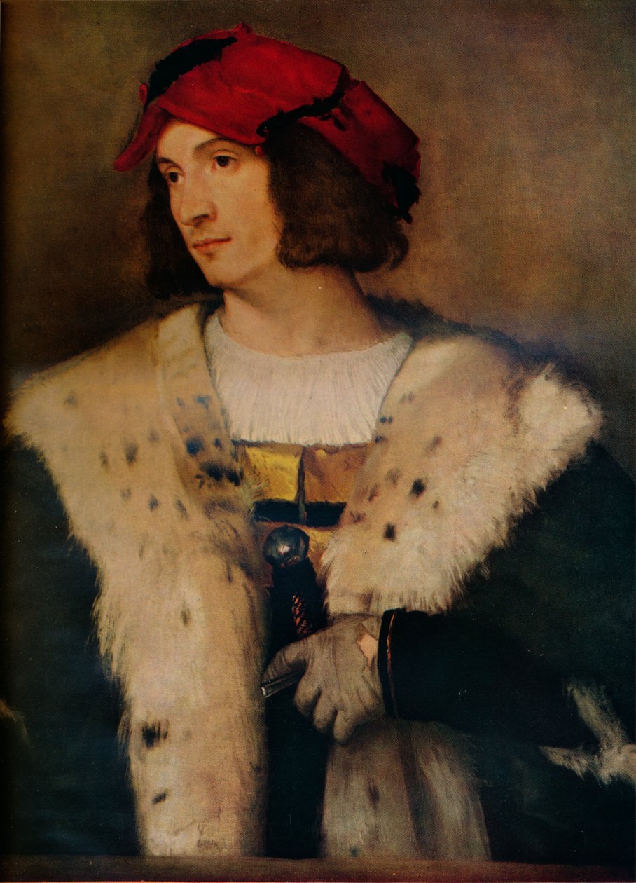 赤い帽子の男、c1510 作： Tiziano Vecelli