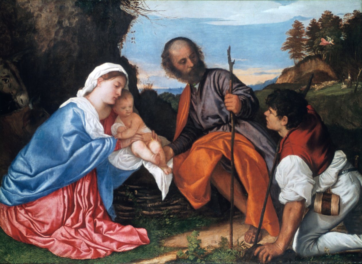 羊飼いの聖家族、c1510 作： Tiziano Vecelli