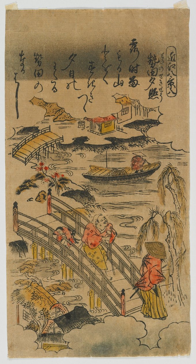 近江八景（第8）江戸時代、1720年代後半または1730年代前半（カラー木版画） 作： 鳥居清oma II