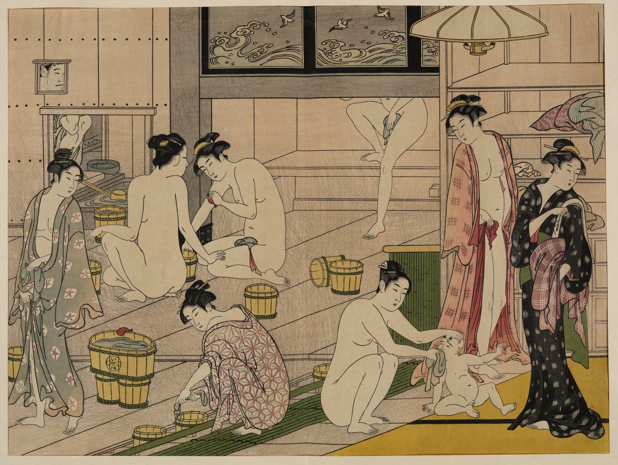 浴場、1785年頃（木版画 作： 清永鳥居